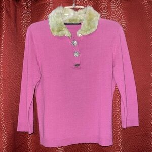 Michelle Nicole Pink Faux Fur Sweater XL